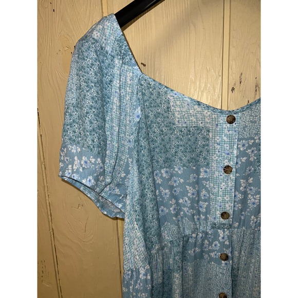 Patchwork Print Babydoll DRESS Juniors Plus XX-Large Size 19 Smocked BoHo NEW - Picture 4 of 13